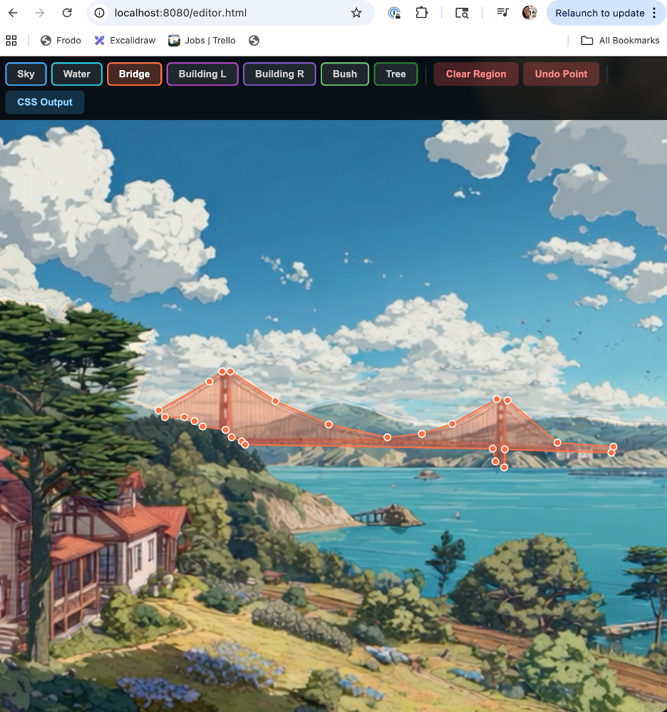 Full-screen editor for tracing polygon regions on a video poster frame